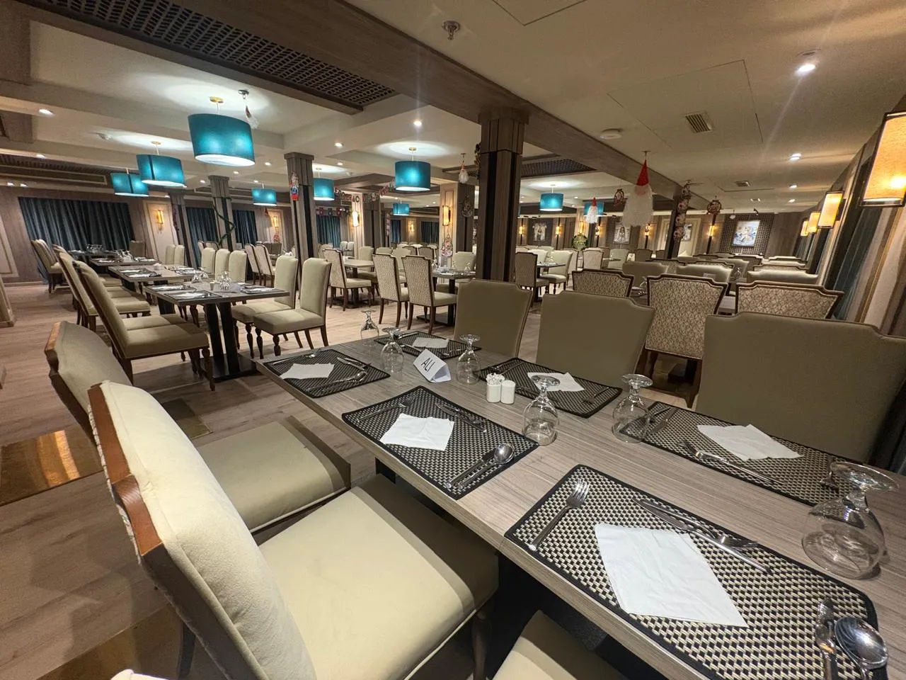 Restaurant aboard the Royal Liberty Nile cruise